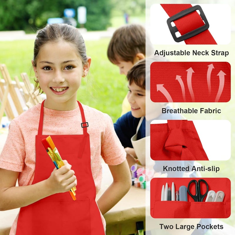 imeago 15 PCS Kids Aprons with Pockets Adjustable Chef Painting Aprons Bulk for Girls Boys Aged 6-13 Cooking Baking Crafting - Image 2